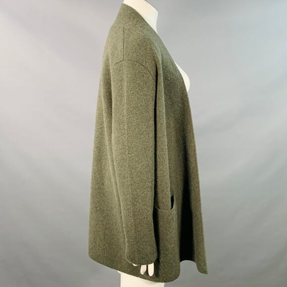 KINROSS Size XL Green Olive Cashmere Shawl Collar Open Front Cardigan - Picture 2 of 5